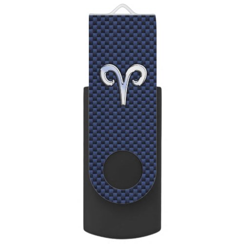 Modern Aries Zodiac Sign Blue Carbon Fiber Decor Flash Drive