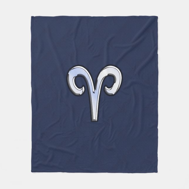 Modern Aries Zodiac Sign Blue Carbon Fiber Decor Fleece Blanket (Front)