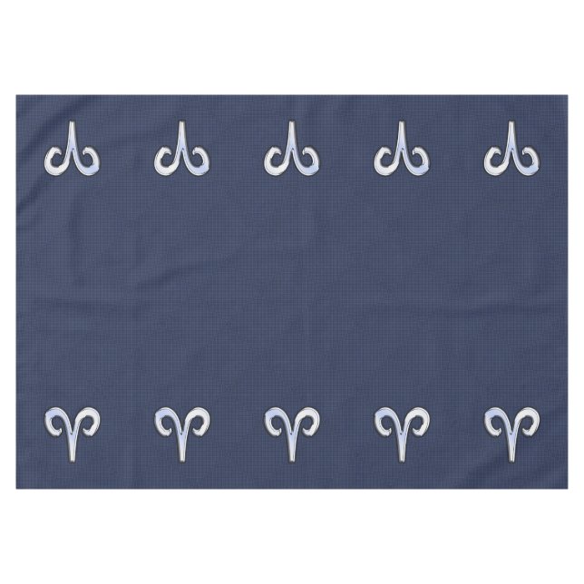 Modern Aries Zodiac Sign Blue Carbon Fiber Decor Tablecloth (Front (Horizontal))