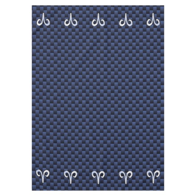 Modern Aries Zodiac Sign Blue Carbon Fiber Decor Tablecloth (Front)
