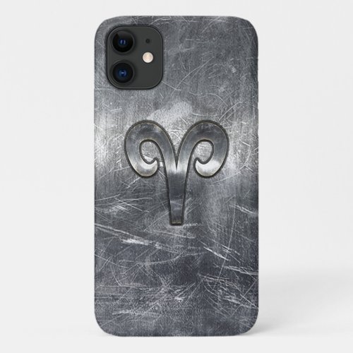 Modern Aries Zodiac Sign Grunge Distressed Style iPhone 11 Case