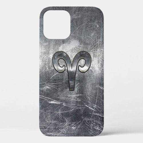 Modern Aries Zodiac Sign Grunge Distressed Style iPhone 12 Case