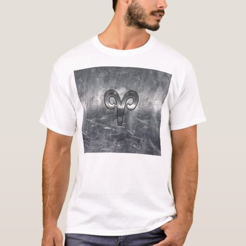 Modern Aries Zodiac Sign Grunge Distressed Style T_Shirt
