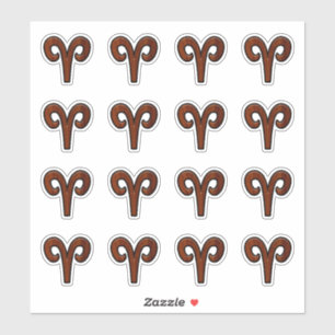 Modern Aries Zodiac Symbol in Mahogany like print Sticker