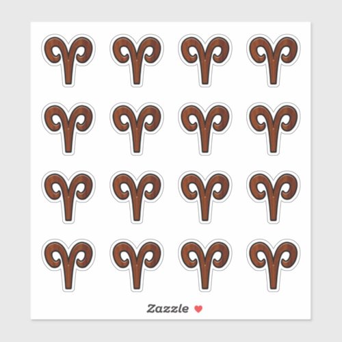 Modern Aries Zodiac Symbol in Mahogany like print Sticker