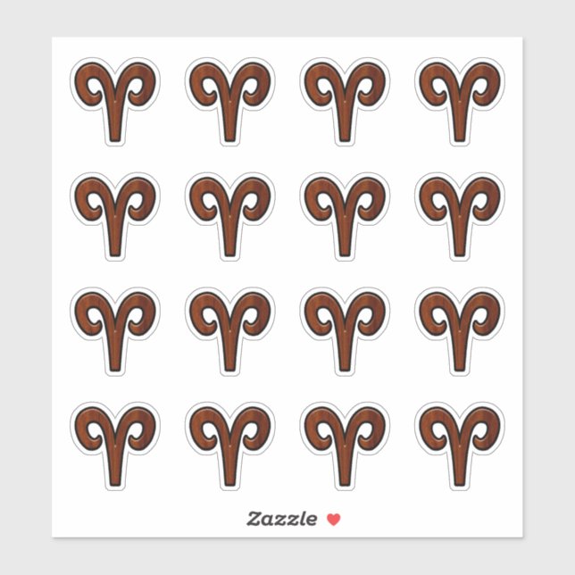 Modern Aries Zodiac Symbol in Mahogany like print Sticker (Sheet)