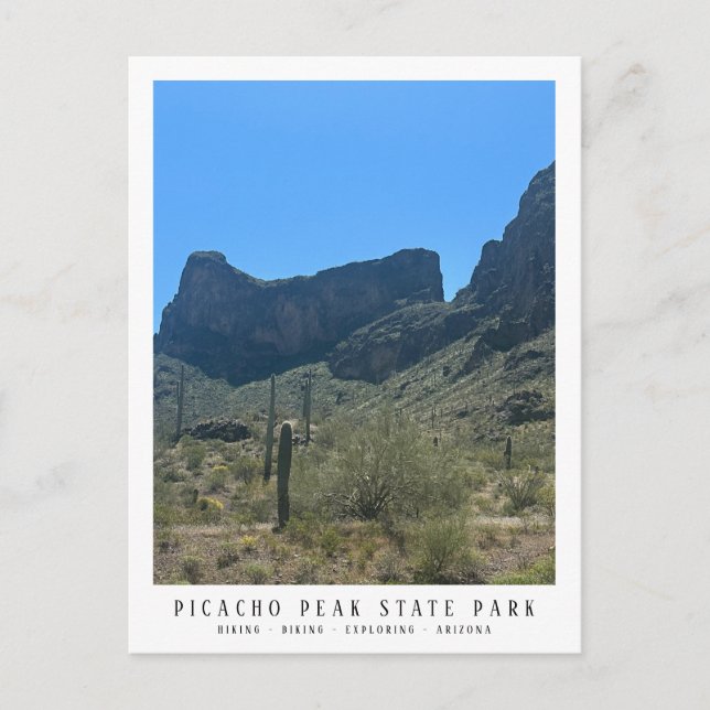 Modern Arizona Desert Picacho Peak Trails Postcard (Front)