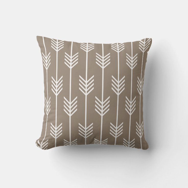 Modern Arrow Fletching Pattern Taupe Throw Pillow 