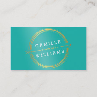 MODERN ARROW gold foil rustic hand drawn jade Business Card