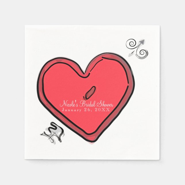 Modern Arrow & Heart Valentines Custom Chic Party Napkins (Front)