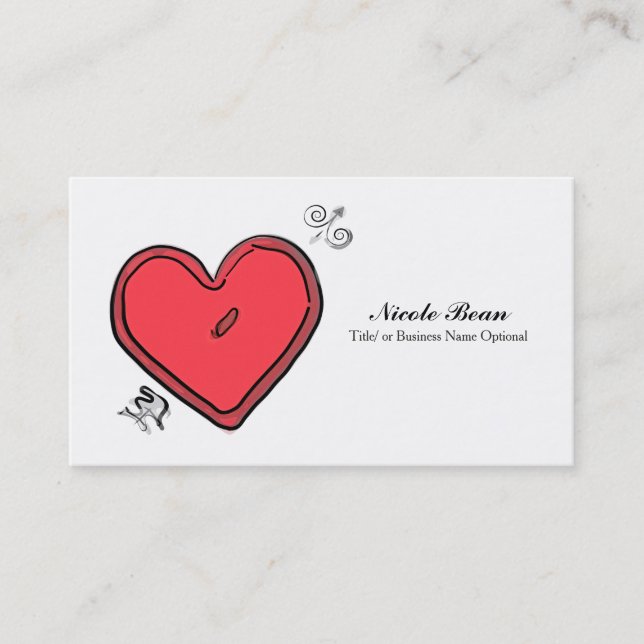 Modern Arrow & Heart Valentine's Love Chic Business Card (Front)