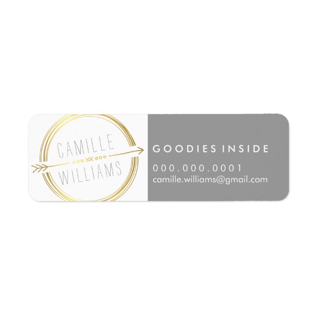 MODERN ARROW LOGO gold foil rustic hand drawn Label (Front)