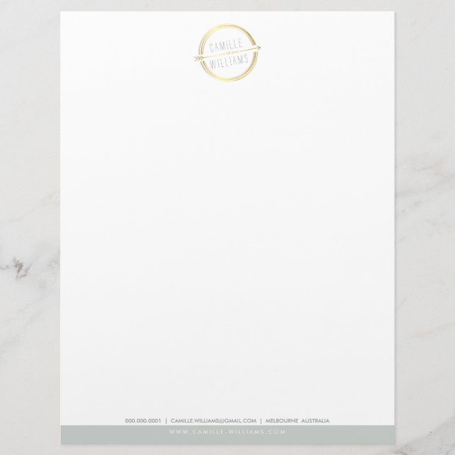 MODERN ARROW LOGO gold foil rustic hand drawn Letterhead (Front)