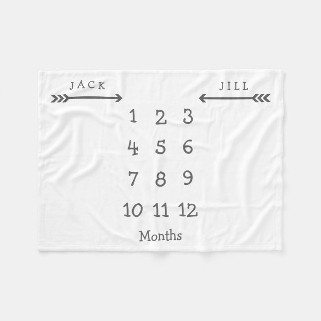Modern Arrow Twin Milestone Baby Blanket (Front (Horizontal))