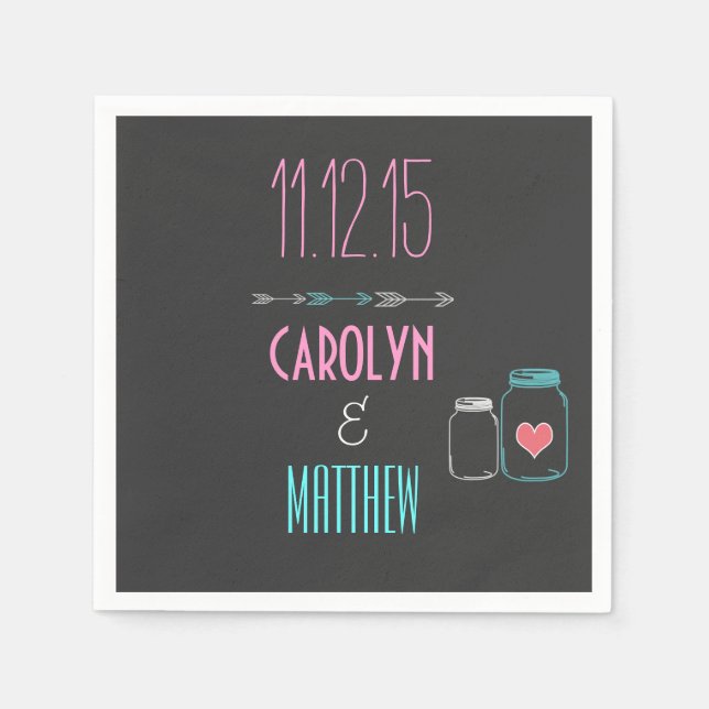 Modern Arrows | Masonjar Gray Wedding Napkins (Front)