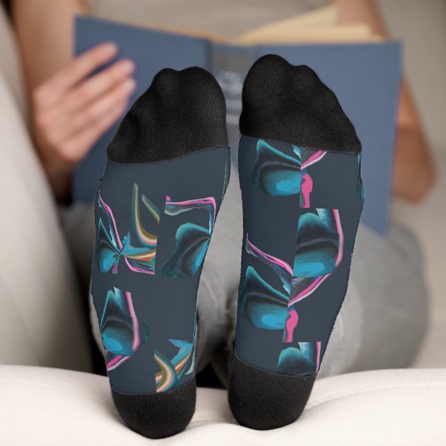 Modern Art Abstract Design Mixed Media Socks (Bottom)