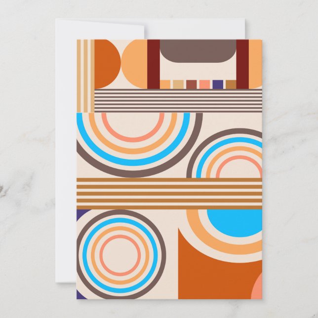 Modern Art Abstract Faux Bauhaus Pattern Holiday Card (Front)
