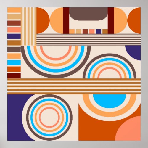 Modern Art Abstract Faux Bauhaus Pattern Poster