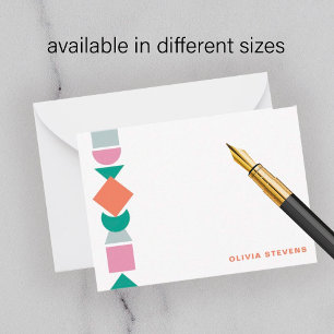 Modern art abstract geometric name personalized note card