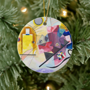 Modern Art Abstract Kandinsky Yellow Red Blue Ceramic Ornament