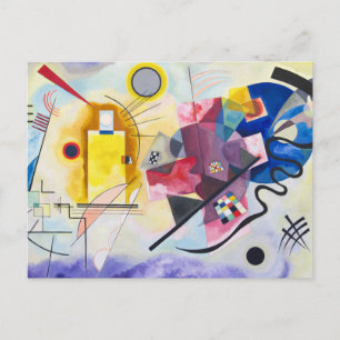 Modern Art Abstract Kandinsky Yellow Red Blue Holiday Postcard