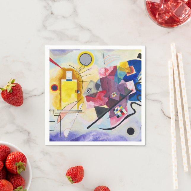 Modern Art Abstract Kandinsky Yellow Red Blue Napkins (Insitu)