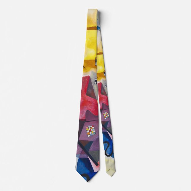 Modern Art Abstract Kandinsky Yellow Red Blue Neck Tie (Front)