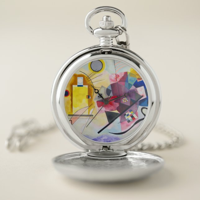 Modern Art Abstract Kandinsky Yellow Red Blue Pocket Watch (Inside)