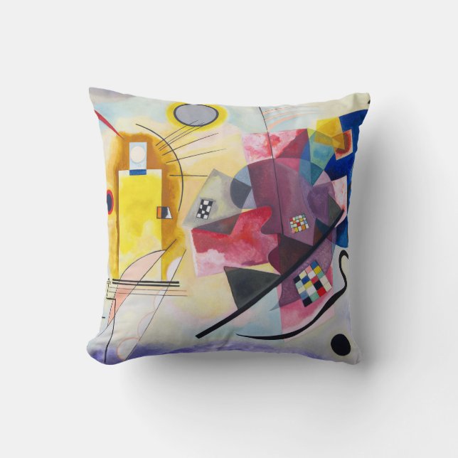 Modern Art Abstract Kandinsky Yellow Red Blue Throw Pillow (Front)