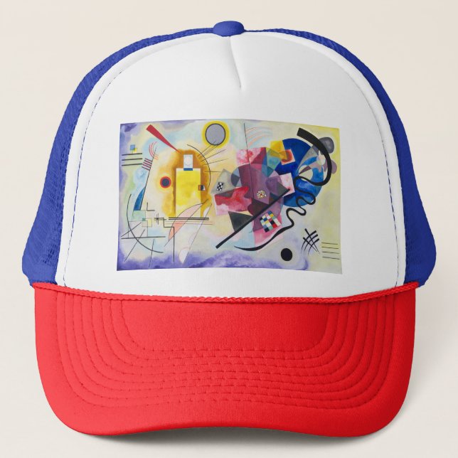 Modern Art Abstract Kandinsky Yellow Red Blue Trucker Hat (Front)
