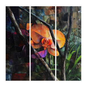 Modern Art Abstract Orchid Triptych Wall Art