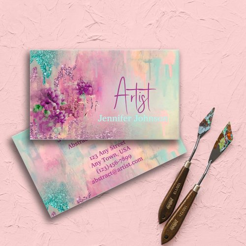 Modern Art Abstract  Paint Watercolor Artist  Business Card