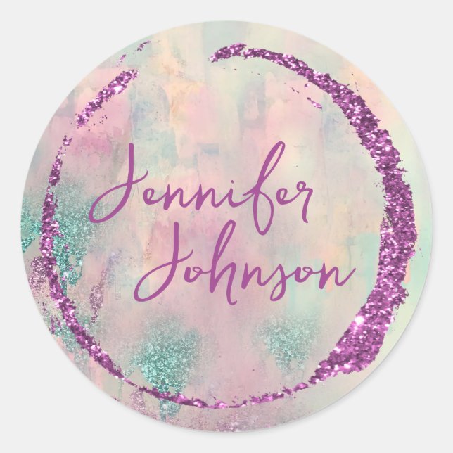 Modern Art Abstract Paint Watercolor Artist  Classic Round Sticker (Front)