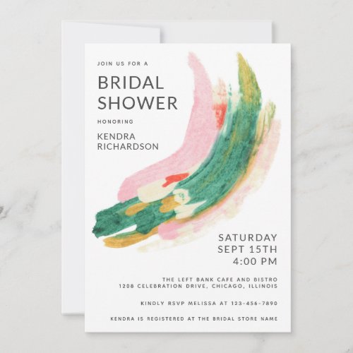 Modern Art Abstract Painted Strokes Bridal Shower