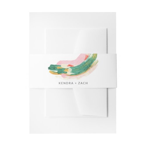 Modern Art Abstract Painted Strokes Wedding Invitation Belly Band