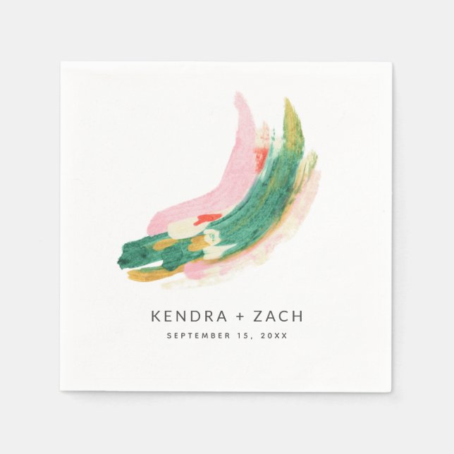 Modern Art Abstract Painted Strokes Wedding Napkins (Front)