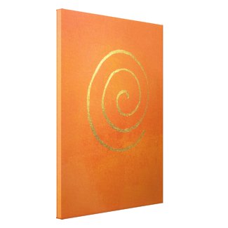 Modern Art Abstract Painting Bright Orange Gold Gallery Wrapped Canvas