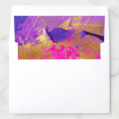 Modern art abstract purple gold brushstrokes envelope liner