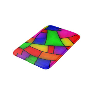 Modern Art, Artistic Colorful Mosaic Bathroom Mat
