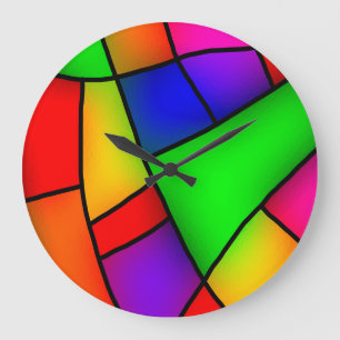 Modern Art, Artistic Colorful Mosaic Large Clock
