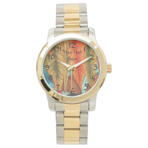 modern art autumn leaf colors original stylized watch