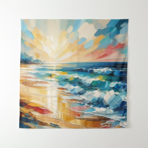 Modern Art Beach Sunset Tapestry