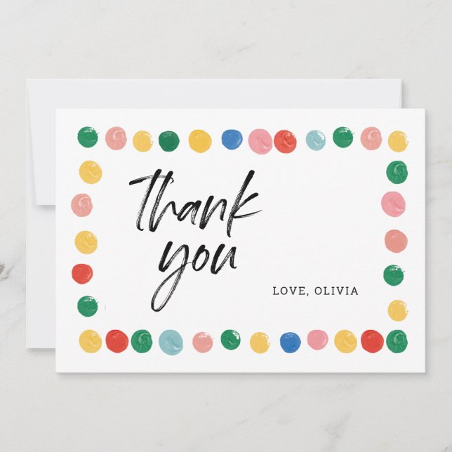 Modern Art Birthday Party Thank You Cards (Front)