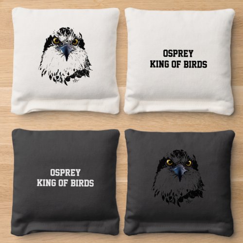 Modern Art Black Yellow Eyes Osprey King of Birds Cornhole Bags