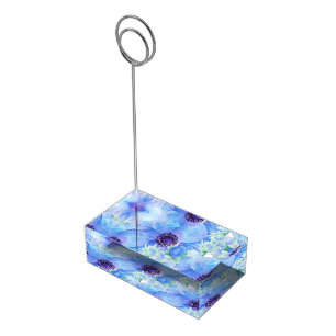 Modern art blue anemone table number stands