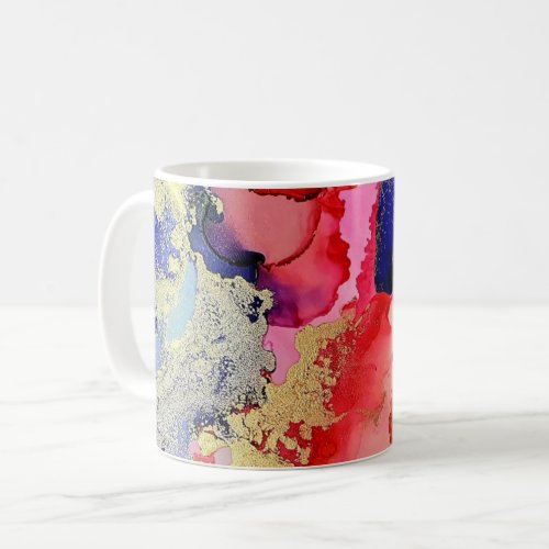Modern Art Blue Red Gold  Coffee Mug