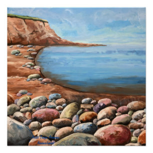 Modern Art Blues and Browns Seascape Coast Poster