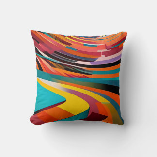 Modern Art Bright Bold Colorful Abstract Pattern Throw Pillow