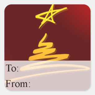 Modern Art Christmas Tree Gift Tag