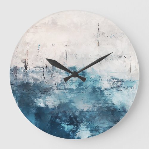 Modern Art Colorful Abstract Brushstrokes Large Clock